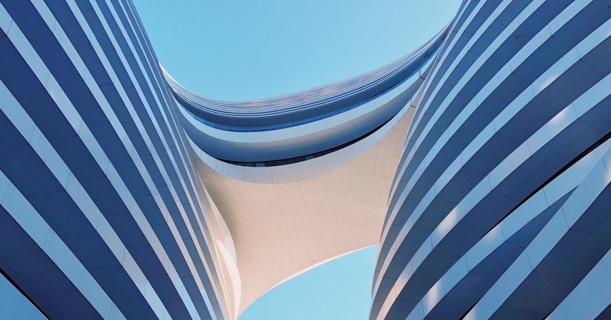 Sustainable modern building with green design elements