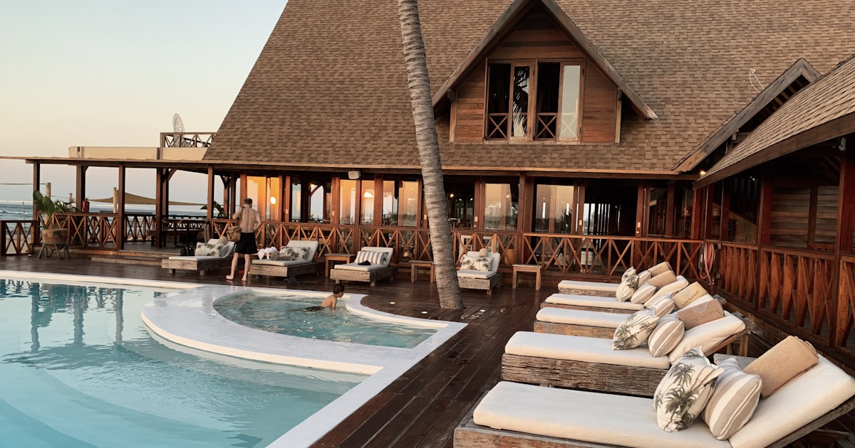 Modern hotel lobby interior with seamless concrete surfaces